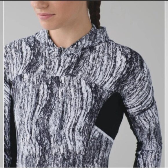 Lululemon Runbeam Hoodie Texture Twist White Black / Black 8 - Picture 4 of 12